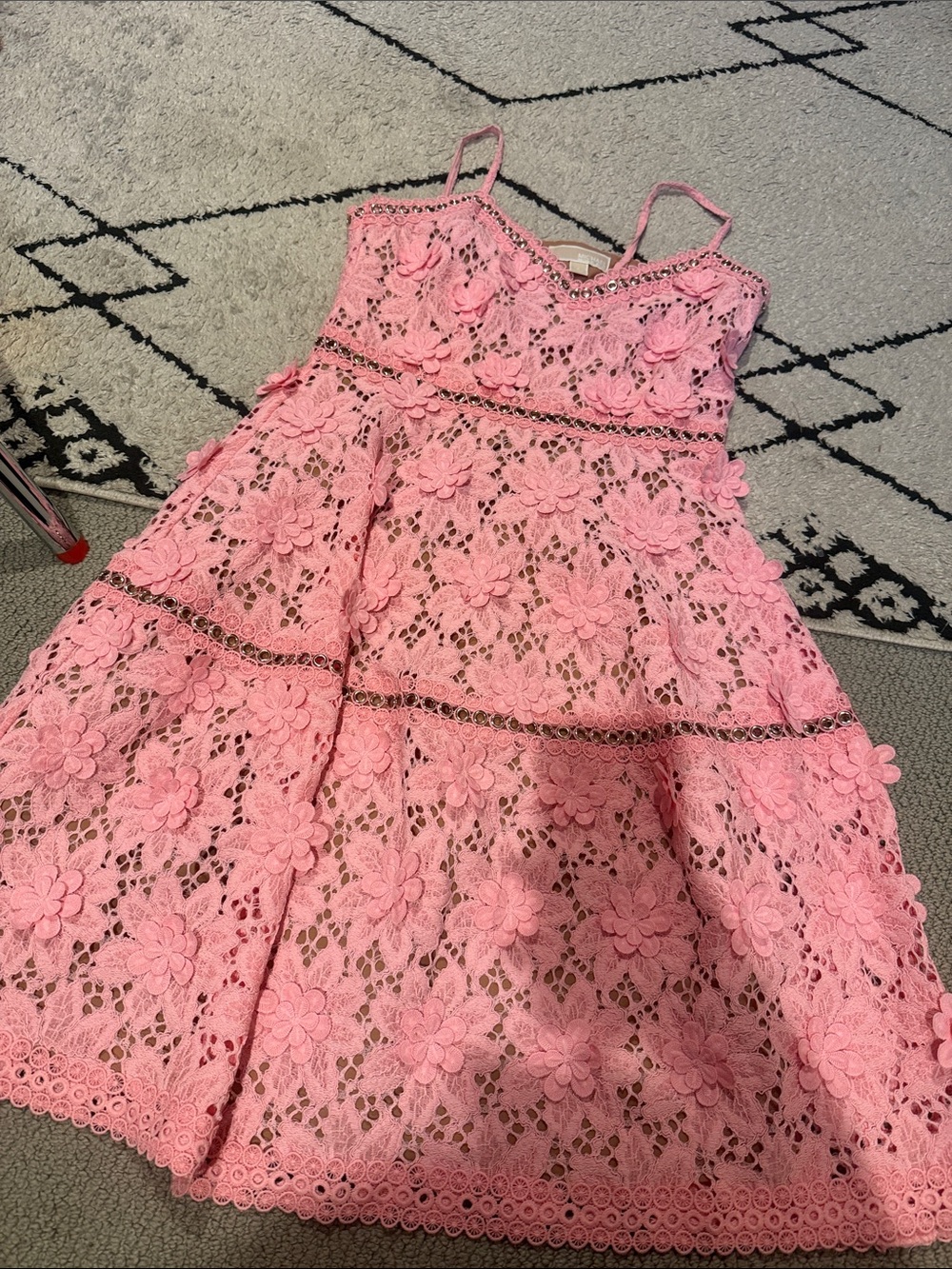 michael kors Pink Floral Lace Party Dress 6